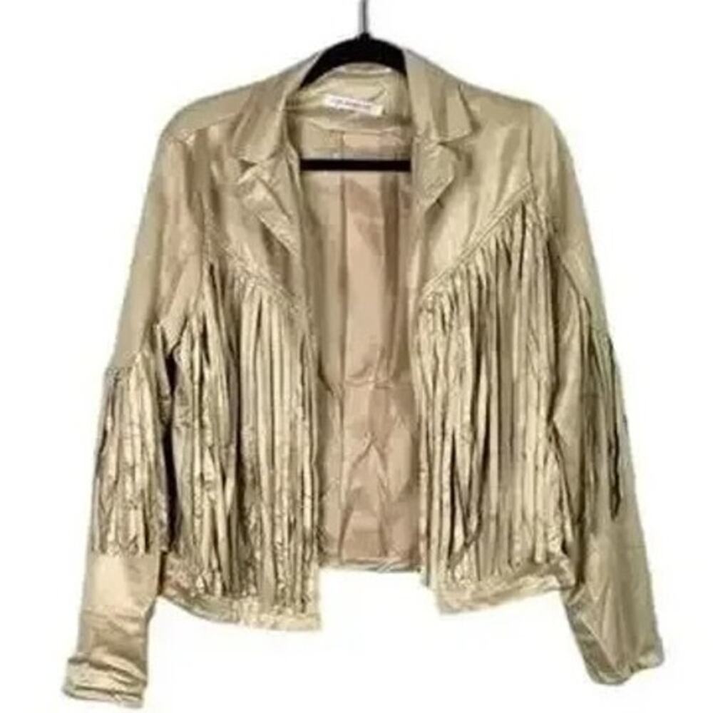 NWT Miss Sparkling Soft Faux Western Fringe Suede Lined Jacket Coat M CreamBeige - Picture 15 of 15